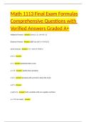 Math 1113 Final Exam Formulas Comprehensive Questions with Verified Answers Graded A&plus;