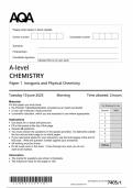 2025 AQA A Level Chemistry Paper 1 &lpar;7405&sol;1&colon; Inorganic and Physical Chemistry&rpar;