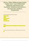 NR 511 &sol; NR511 Midterm Exam &lpar;Latest  Update 2026 &sol; 2027&rpar; Differential  Diagnosis and Primary Care  Practicum &vert; Questions and Answers &vert;  100 out of 100 &vert; Grade A -  Chamberlain 