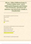 NR 511 &sol; NR511 Midterm Exam V1  &lpar;Latest Update 2026 &sol; 2027&rpar;  Differential Diagnosis and Primary  Care Practicum &vert; Questions and  Answers &vert; 100 out of 100 &vert; Grade A -  Chamberlain
