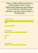 NR 511 &sol; NR511 Midterm Exam V2  &lpar;Latest Update 2026 &sol; 2027&rpar;  Differential Diagnosis and Primary  Care Practicum &vert; Questions and  Answers &vert; 100 out of 100 &vert; Grade A -  Chamberlain 