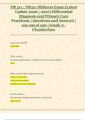 NR 511 &sol; NR511 Midterm Exam &lpar;Latest  Update 2026 &sol; 2027&rpar; Differential  Diagnosis and Primary Care  Practicum &vert; Questions and Answers &vert;  100 out of 100 &vert; Grade A -  Chamberlain
