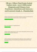 NR 511 &sol; NR511 Final Exam &lpar;Latest  Update 2026 &sol; 2027&rpar; Differential  Diagnosis and Primary Care  Practicum &vert; Questions and Answers &vert;  100&percnt; correct&vert; Grade A - Chamberlain