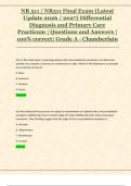 NR 511 &sol; NR511 Final Exam &lpar;Latest  Update 2026 &sol; 2027&rpar; Differential  Diagnosis and Primary Care  Practicum &vert; Questions and Answers &vert;  100&percnt; correct&vert; Grade A - Chamberlain