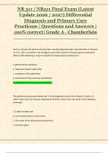 NR 511 &sol; NR511 Final Exam &lpar;Latest  Update 2026 &sol; 2027&rpar; Differential  Diagnosis and Primary Care  Practicum &vert; Questions and Answers &vert;  100&percnt; correct&vert; Grade A - Chamberlain 