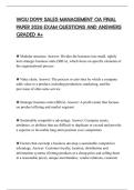 WGU D099 SALES MANAGEMENT OA FINAL PAPER 2026 EXAM QUESTIONS AND ANSWERS GRADED A&plus;