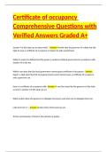Certificate of occupancy Comprehensive Questions with Verified Answers Graded A&plus;