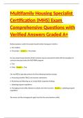 Multifamily Housing Specialist Certification &lpar;MHS&rpar; Exam Comprehensive Questions with Verified Answers Graded A&plus;