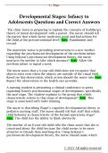 Developmental Stages&colon; Infancy to  Adolescents Questions and Correct Answers 