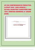 ATI RN COMPREHENSIVE PREDICTOR&comma; &lpar;LATEST 2025 &sol; 2026 UPDATE&rpar; &vert; ACTUAL EXAM&sol;TEST QUESTIONS AND 100&percnt; VERIFIED ANSWERS&vert; A&plus; GRADE EXAM&period;