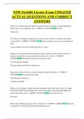 NSW Forklift License Exam UPDATED  ACTUAL QUESTIONS AND CORRECT  ANSWERS