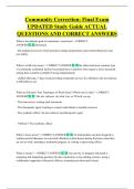 Community Correction&colon; Final Exam  UPDATED Study Guide ACTUAL  QUESTIONS AND CORRECT ANSWERS
