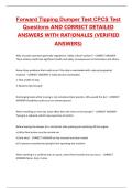 Forward Tipping Dumper Test CPCS Test Questions AND CORRECT DETAILED ANSWERS WITH RATIONALES &lpar;VERIFIED ANSWERS&rpar;