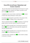 Econ 201 &lpar;wvu&rpar;-Exam 2 Questions and  Correct Answers 