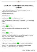 EDUC 307 FINAL Questions and Correct  Answers