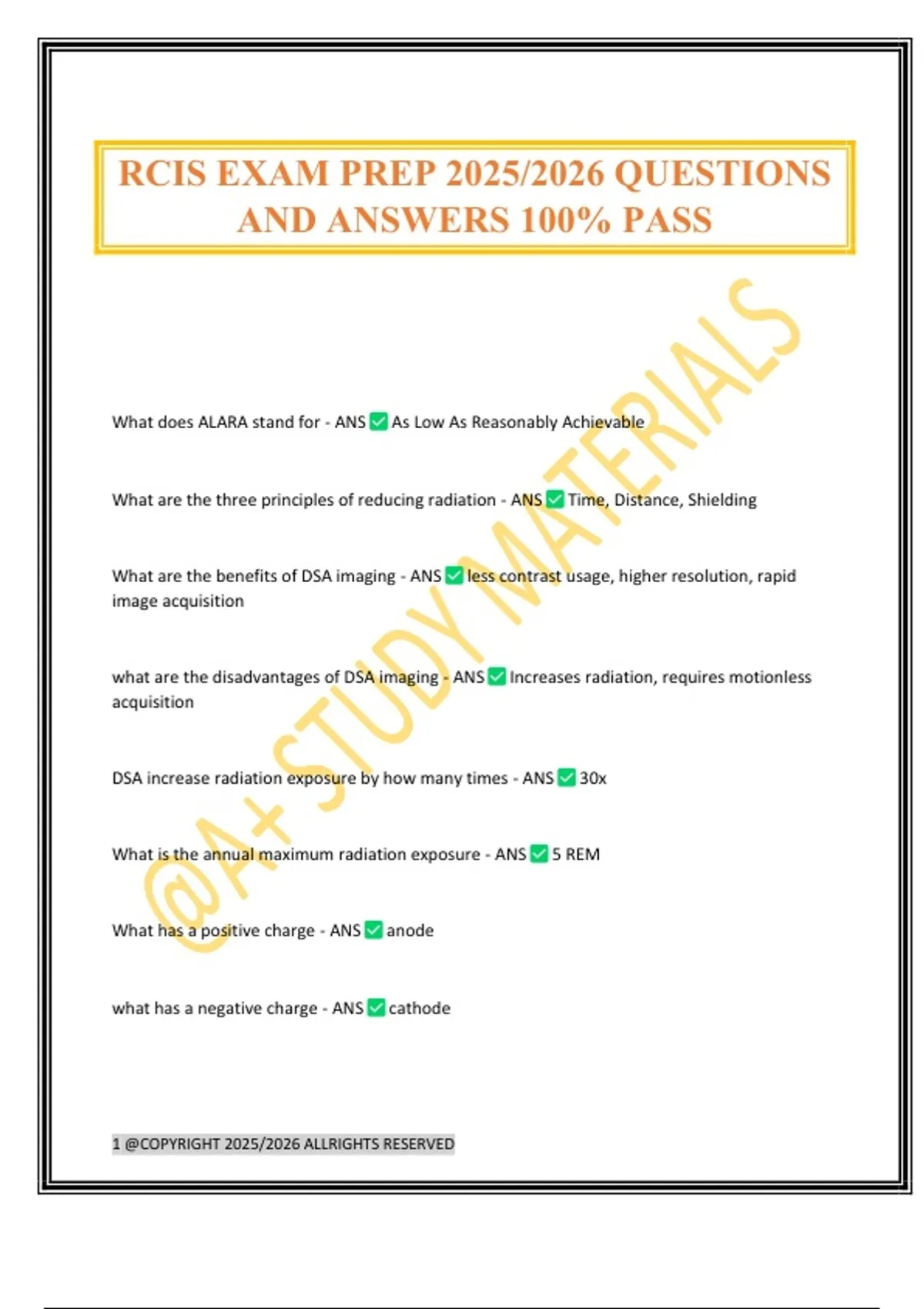 RCIS EXAM PREP 2025/2026 QUESTIONS AND ANSWERS 100% PASS - RCIS - Stuvia US
