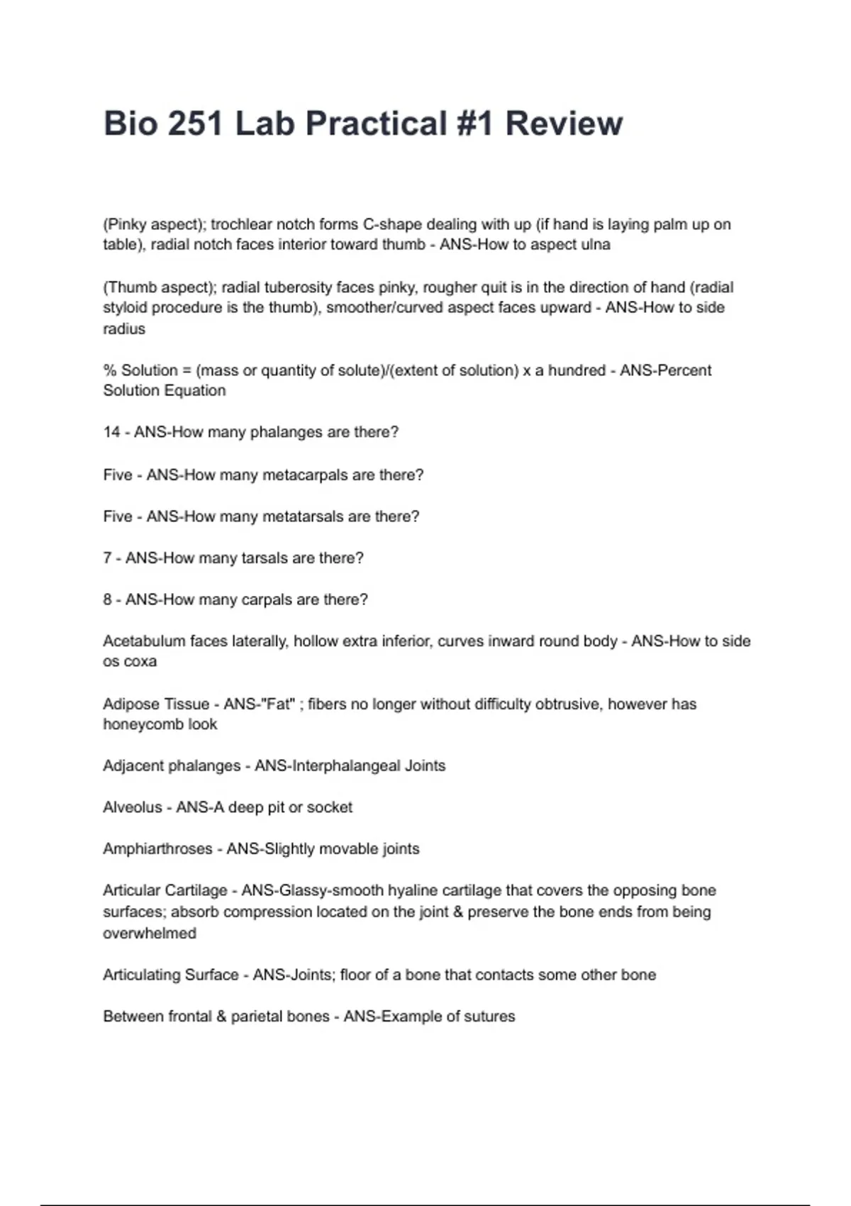 Bio 251 Lab Practical #1 Review NEWEST 2026/2027 ACTUAL EXAM COMPLETE ...