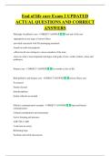 End of life care Exam 2 UPDATED  ACTUAL QUESTIONS AND CORRECT  ANSWERS