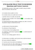 ETS MAJOR FIELD TEST IN BUSINESS  Questions and Correct Answers
