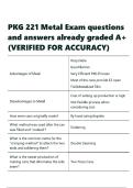 PKG 221 Metal Exam questions and answers already graded A&plus; &lpar;VERIFIED FOR ACCURACY&rpar;&period;