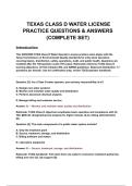 Texas Class D Water License &ndash; Complete Practice Questions & Answers Set