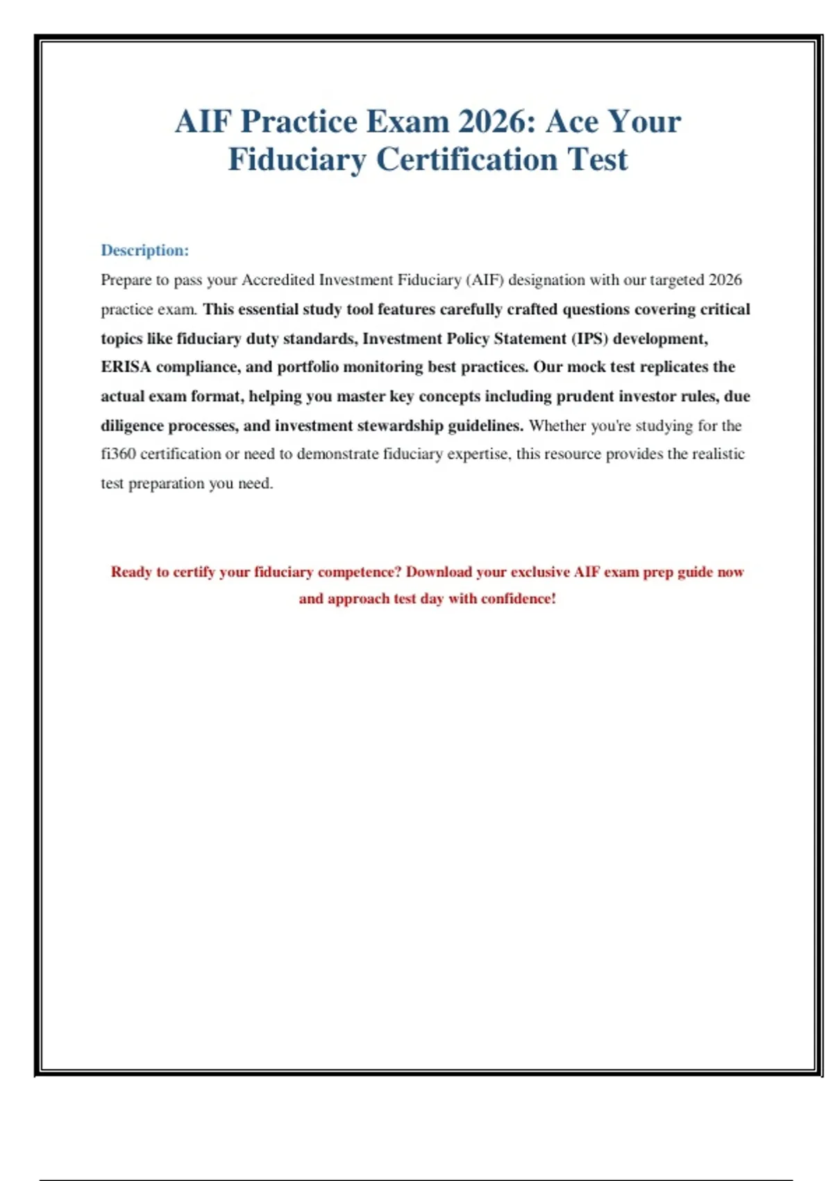 AIF Practice Exam 2026: Free Questions & Expert Answers - AIF Practice ...