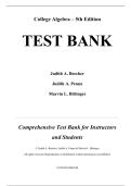 Test Bank for College Algebra&comma; 5th edition by Judith Beecher&comma; Judith Penna&comma; Marvin Bittinger &lpar;All Chapters 1-8&rpar;