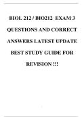 BIOL 212 &sol; BIO212 EXAM 3 QUESTIONS AND CORRECT ANSWERS LATEST UPDATE BEST STUDY GUIDE FOR REVISION &excl;&excl;&excl;