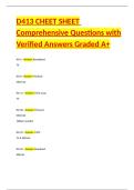 D413 CHEET SHEETComprehensive Questions with Verified Answers Graded A&plus;