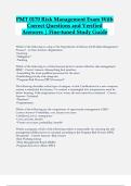 PMT 0170 Risk Management Exam With  Correct Questions and Verified  Answers &vert; Fine-tuned Study Guide 