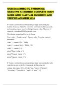 WGU D335 INTRO TO PYTHON OA OBJECTIVE ASSESSMENT COMPLETE STUDY GUIDE WITH 15 ACTUAL QUESTIONS AND VERIFIED ANSWERS 2026