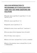 WGU D335 INTRODUCTION TO PROGRAMMING IN PYTHON EXAM STUDY GUIDE 2026 TEST PAPER QUESTIONS AND SOLUTIONS