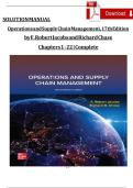 Solution Manual For Operations and Supply Chain Management&comma; 16th Edition by F&period; Robert Jacobs and Richard Chase&comma; Verified Chapters 1 - 22 Latest Version Update