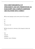 WGU D388 FUNDAMENTALS OF SPREADSHEETS AND DATA PRESENTATIONS OA EXAM SCRIPT 2026 COMPLETE QUESTIONS AND SOLUTIONS 100&percnt; CORRECT