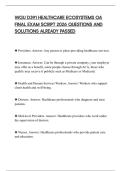 WGU D391 HEALTHCARE ECOSYSTEMS OA FINAL EXAM SCRIPT 2026 QUESTIONS AND SOLUTIONS ALREADY PASSED