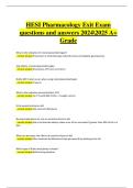 HESI Pharmacology Exit Exam &vert; Verified Questions and Answers &lpar;Latest A&plus; Grade&comma; 2024&sol;2025&rpar;