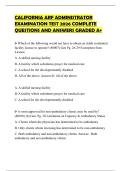 CALIFORNIA ARF ADMINISTRATOR EXAMINATION TEST 2026 COMPLETE QUESTIONS AND ANSWERS GRADED A&plus;
