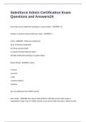Salesforce Admin Certification Exam Questions and Answers