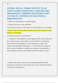 SCHOOL SOCIAL WORK CONTENT EXAM  STUDY GUIDE COMPLETELY UPDATED 2025 2026 EDITION &vert; VERIFIED QUESTIONS & 100&percnt;  ACCURATE ANSWERS &vert; GUARANTEED A&plus;  PERFORMANCE