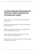 WV SEPTIC INSTALLERS CERTIFICATION TEST PAPER 2026 COMPLETE QUESTIONS AND SOLUTIONS 100&percnt; CORRECT