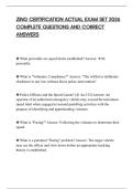 ZING CERTIFICATION ACTUAL EXAM SET 2026 COMPLETE QUESTIONS AND CORRECT ANSWERS