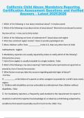 California Child Abuse&colon; Mandatory Reporting Certification Assessment Questions and Verified Answers &ndash; Latest 2025&sol;2026