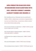 Newest Updated APEA Predictor Exams 2025&sol;2026&colon; Standardized Exam Questions with 100&percnt; Verified Correct Answers &ndash; Already Passed and Graded A&plus; for Unmatched FNP Certification Confidence