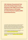 CDC Infection Preventionist Post Exam&vert; Brand New Expert Exam Questions with 100&percnt; Correct Clear Verified Answers&vert; All Graded A&plus;&vert;Latest Premium Update&vert;100&percnt; Guaranteed Success&period;