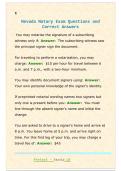 Nevada Notary Exam Questions and  Correct Answers