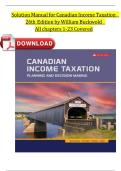 Solution Manual for Canadian Income Taxation 2023&sol;2024 26th Edition by Buckwold&comma; Chapters 1 - 23 Covered&comma; Latest Edition