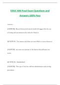 EDUC 606 Final Exam Questions and Answers 100&percnt; Pass
