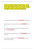 Gold Coast Real Estate Final Exam &sol; Gold Coast Real Estate Final Exam Study Guide &ndash; Complete Notes & Practice Questions