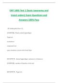 ENT 1005 Test 1 &lpar;basic taxonomy and insect orders&rpar; Exam Questions and Answers 100&percnt; Pass