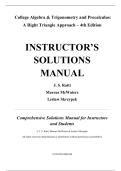 INSTRUCTOR&rsquo;S SOLUTIONS MANUAL &mdash; College Algebra & Trigonometry and Precalculus&colon; A Right Triangle Approach&comma; 4th Edition &mdash; J&period; S&period; Ratti&comma; Marcus McWaters&comma; Leslaw Skrzypek &mdash; ISBN 9780134699073